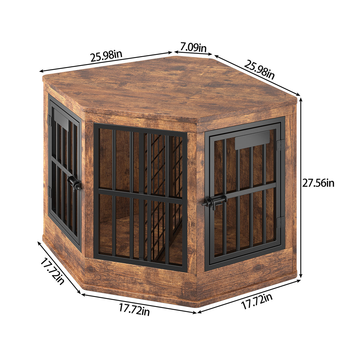 Corner Dog Crate Furniture Modern Indoor Dog Cage Decorative Pet House TV Stand For Medium And Large Sized Dogs Brown