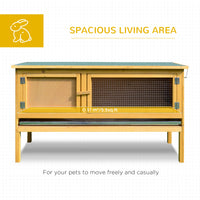 Wooden Rabbit Hutch Bunny Cage with Openable Waterproof Roof, No Leak Tray Solid Fir Wood Build for Rabbits, Chickens, D