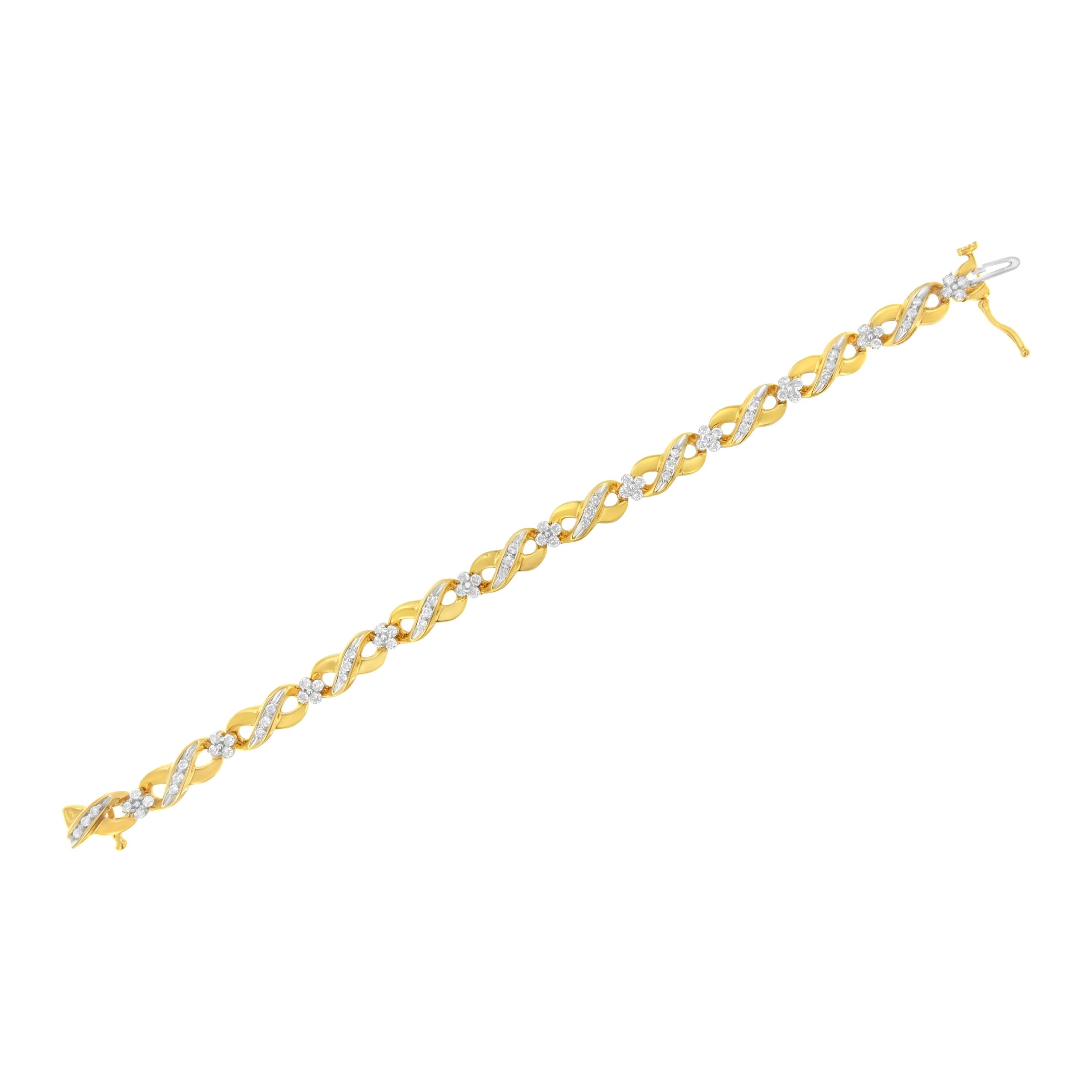 10K Yellow Gold Round-Cut Diamond Infinite Love Bracelet (1.00 cttw, I-J Color, I2-I3 Clarity)