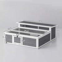 Tortoise Habitat Openable Top Wooden Tortoise Enclosure Run Area and Clear Window Dark Gray