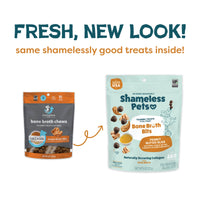 Shameless Pets Peanut Butter Bliss Bone Broth Dog Training Treats, 8 oz, Pack of 18