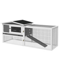 Hutch 2-Story Bunny Cage, Guinea Pig Cage Indoor Outdoor, Small Animal House With Slide Out Tray, For Rabbits, Chickens,