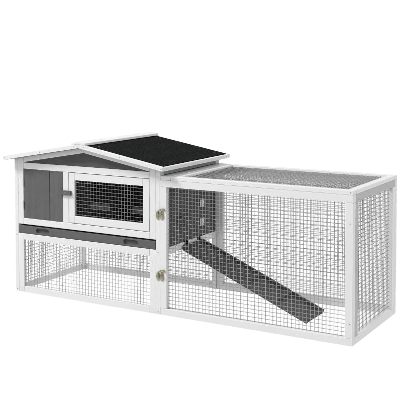 Hutch 2-Story Bunny Cage, Guinea Pig Cage Indoor Outdoor, Small Animal House With Slide Out Tray, For Rabbits, Chickens,