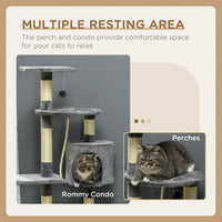 46Inch Scratching Cat Tree, Multi Level Cat Tower for Large Cats Adult with Toys and Condo, Grey