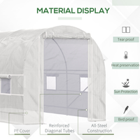 Outsunny 15 X 7 X 7 Walk-In Tunnel Greenhouse, Large Garden Hot House Kit With 6 Roll-up Windows & Roll Up Door, Steel F