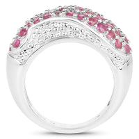 1.81 Carat Genuine Ruby and White Zircon .925 Sterling Silver Ring