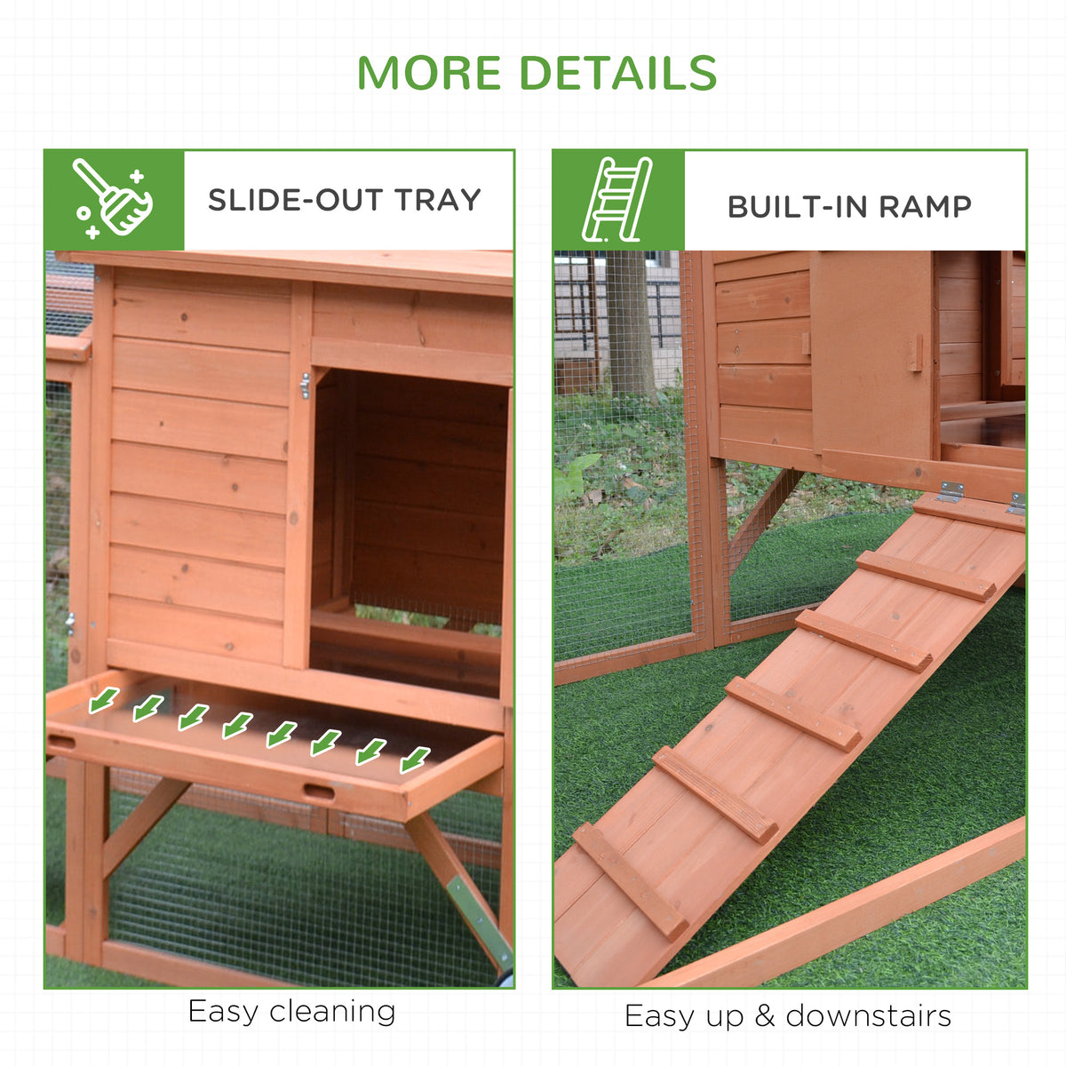 96.5" Chicken Coop Wooden Hen House Poultry Cage Pen Portable with Wheels and Nesting Box, Chicken Cage for Backyard Out