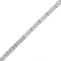 14K White Gold Princess-Cut white and Blue Diamond 3.00 cttw Fashion Link Bracelet (H-I Color, SI1-SI2 Clarity)