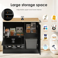 Feeding station with 2 lockers, pet feeding station with 2 elevated dog bowls, side hooks, anti-tipping kit, hidden pet 
