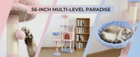 flower cat tree with large condo removable flower cushion and hammock pink
