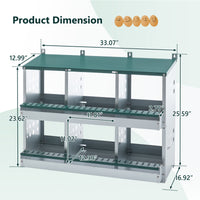 6 Compartments Chicken Nesting Box For Laying Eggs, Roll Away Chicken Laying Boxes, Green