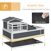 3-Room Tortoise Habitat House w/ Balcony & 2 Stories, 44" x 25.5" x 23", Gray