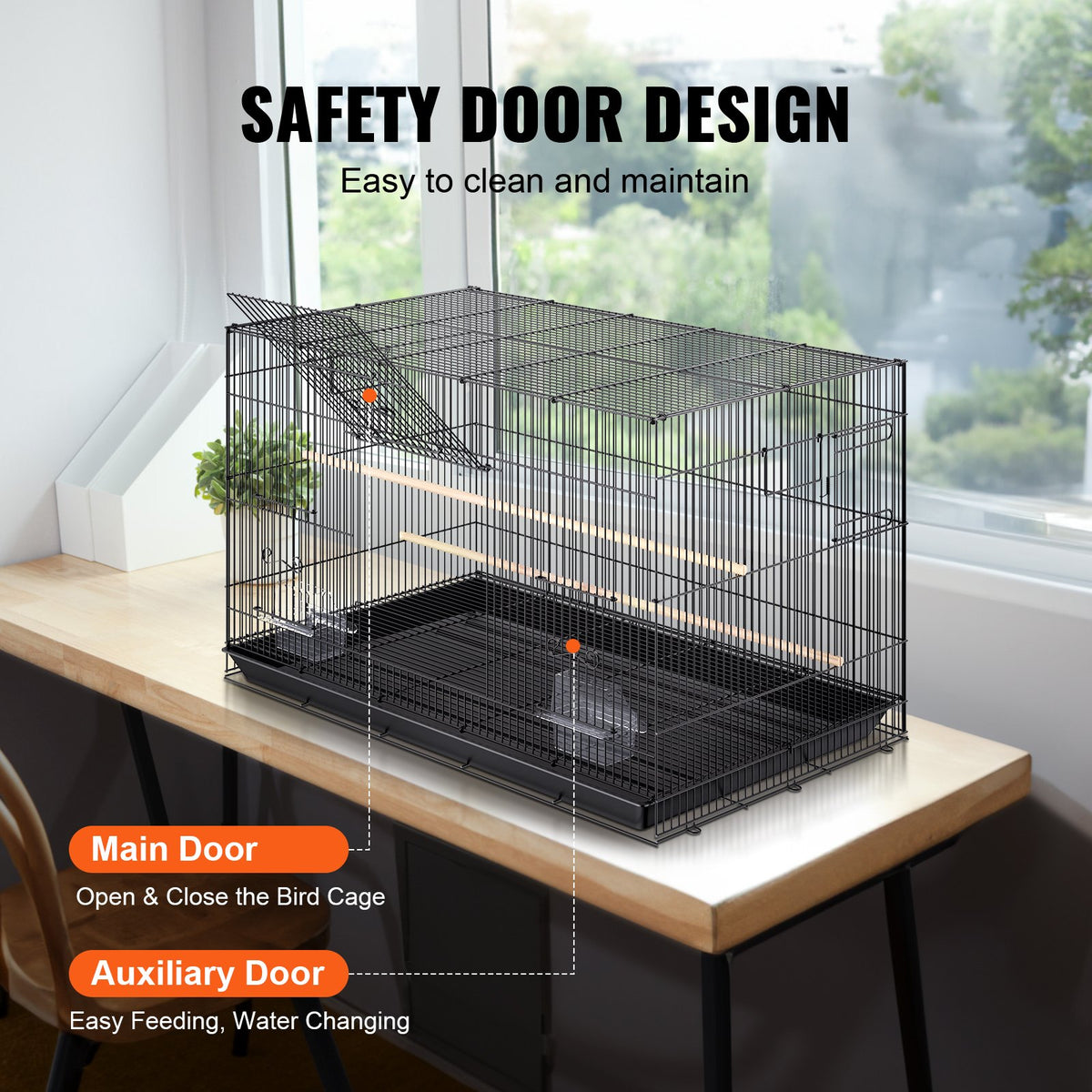 30 Inch Bird Cage, Metal Large Parakeet Cages For Cockatiels Small Parrot Budgies Lovebirds Canaries, Pet Bird Cage With