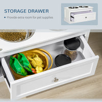 Large Elevated Dog Bowls with Storage Drawer Containing 11L Capacity, Raised Dog Bowl Stand Pet Food Bowl Dog Feeding St