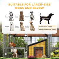 Large Outdoor Dog Kennel With 2 Rooms, Rotating & Adjustable Height Bowls, Multiple Packages Will Be Shipped Please Pay 