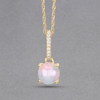 0.53 Carat Genuine Ethiopian Opal and White Diamond 10K Yellow Gold Pendant