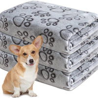 3 PackPet Blanket, Soft Plush Paw Print Dog Blanket Washable, Warm Fleece Cat Blanket For Large Medium Dogs, Sofa Couch 