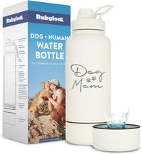 Dog Mom Water Bottle 32oz Insulated Stainless Steel with Dog Bowl Travel