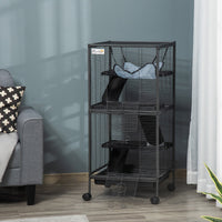 Metal Small Animal Cage Rolling Big Ferret Cage, Chinchilla Cage, Sugar Glider Cage, with Hammock & 4 Tiers, Removable T