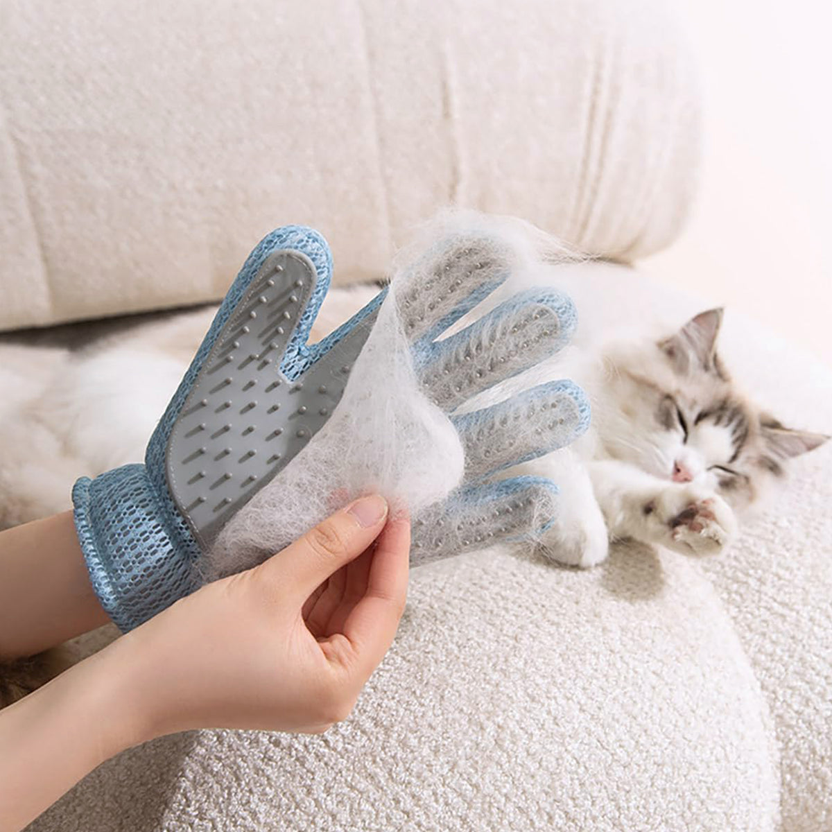 2in1 Double Sided Pet Grooming Glove, Deshedding Massage Brush Mitt For Cats & Dogs, Remove Loose Fur On Pets & Furnitur