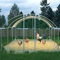 Large Chicken Coop Metal Chicken Run With Waterproof And Anti-UV Cover, Dome Shaped Walk-in Fence Cage Hen House For Out