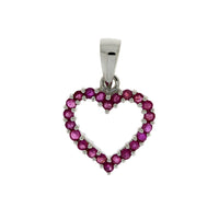 Natural .37ct Ruby Heart Love Pendant 10KT White Gold