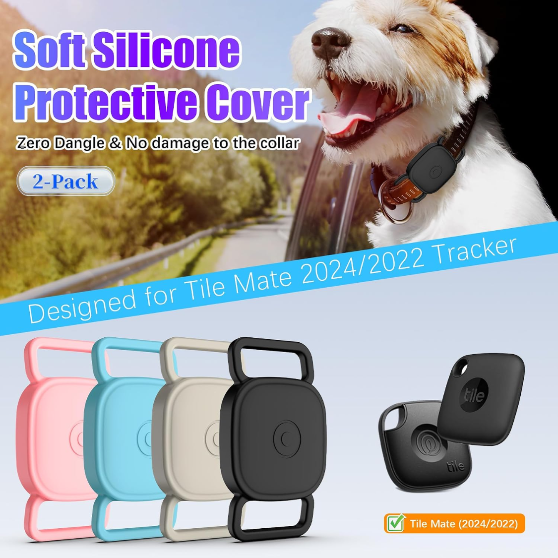 Dog Collar Holder For Tile Mate Waterproof Anti Lost Protective Case With Mate Tile Tracker For Cat Pet Necklace, Soft S