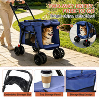 Pet Stroller, Foldable 4-Wheel Design, Breathable Mesh Dog Cat Stroller with Shockproof Wheels, Brake System, Storage Tr