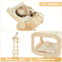 Heavy-Duty No-Drill 4-Story Cat Tree-Solid Wood Multi-Story Boards, Multi-Column Design, 55.9in Cat Tower With Open Cond