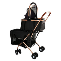 Double Pet Stroller for Dogs and Cats, Foldable Frame, 3-in-1 Convertible Carrier/Tote, Shockproof Wheels, Brake System,