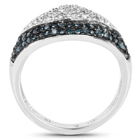 0.50 Carat Genuine Blue Diamond and White Diamond .925 Sterling Silver Ring