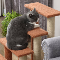 4 Levels Cat Steps with Scratching Posts for High Bed, Sofa, Brown