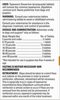 Tapeworm Dewormer for Dogs, Praziquantel 34 mg Tablets, 5 Count