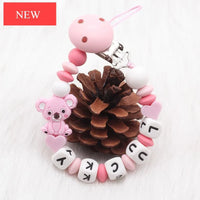 Modern Handmade Personalized Name Baby Pacifier Clips Silicone Pacifier Chain Wood Pacifier Holders For Pacifier For Baby Kids - BIG FRENCHIES