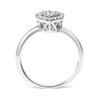10K White Gold 3/8 Cttw Round-Cut Lab Grown Diamond Cluster Pear Promise Ring (G-H Color, VS2-SI1 Clarity) - Size 7