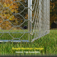 15x10 FT Large Outdoor Dog Kennel with Canopy, Heavy Duty Galvanized Steel Frame, Waterproof Cover, Built-in Elevated Fe