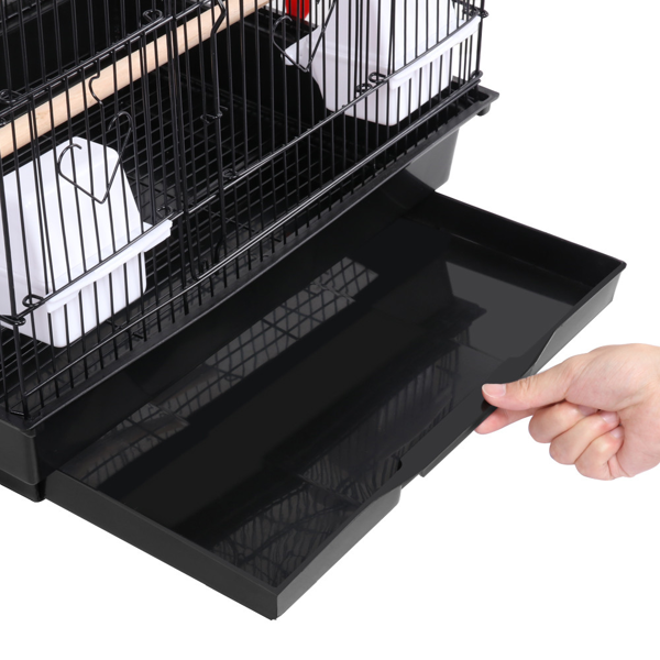 39inch H Metal Bird Cage Large Roof Top Huge House For Small Birds, Black