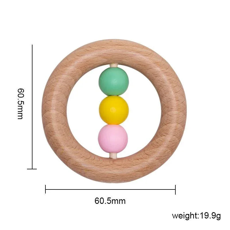 Modern Wooden Rattle Beech Bear Hand Teething Wooden Ring Baby Rattles Play Educational Toys For Kids - BIG FRENCHIES