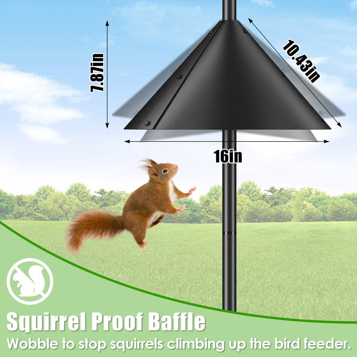 1Pc 94Inch Squirrel Proof Bird Feeder Pole Heavy-Duty Bird House Pole Outdoor Bird Feeding Station With 5 Adjustable Hei