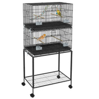 Double Stackable Bird Cage On Wheels W Stand, For Canaries