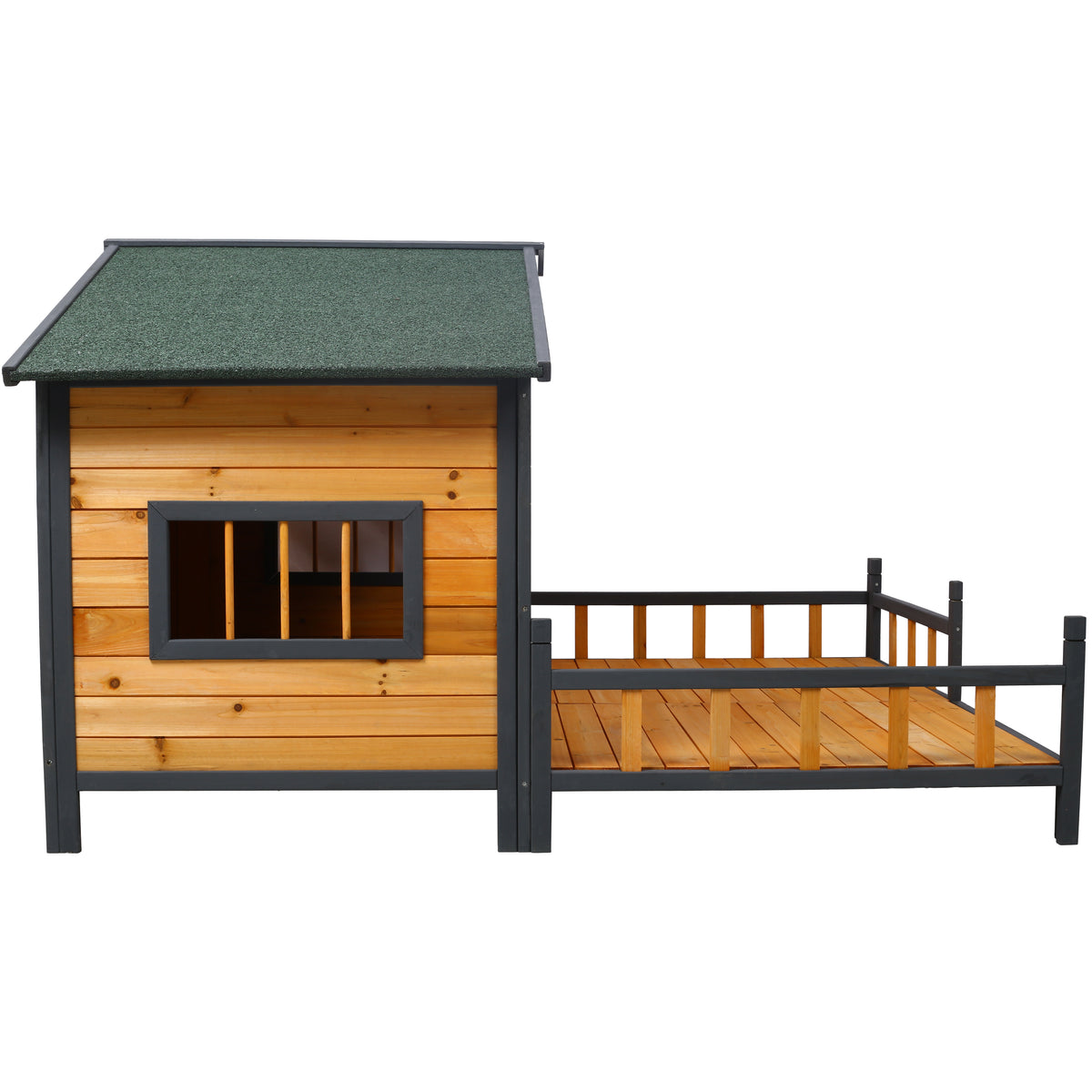 Wooden Large Dog House Outdoor Double XL Dog Kennel with Elevated Floor and Porch, Weatherproof Puppy Shelter for Small 