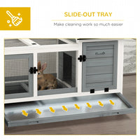Wooden Rabbit Hutch With Wheels, Run, Slide-out Tray For Small Animals, Guinea Pig, Blue