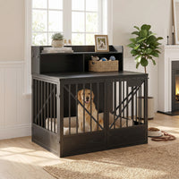 Dog Crate Large Capacity Multifunctional Spacious Top Pet Kennel With 2 Open Storage Compartment