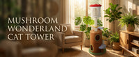 mushroom cat tree with large condo platform ladder