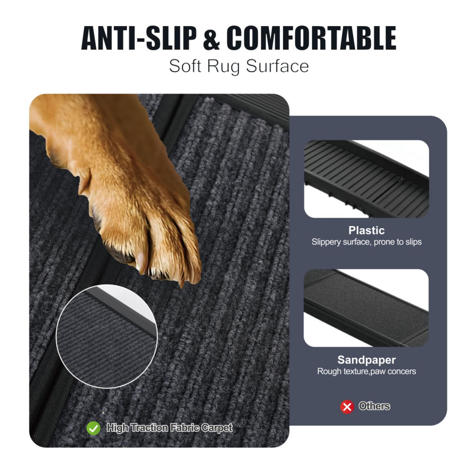 Dog Ramp For Car 71inch Long & 19.3inch Wide Portable Dog Ramps For Large Dogs With Non-Slip Rug Surface Dog Car Ramp Fo