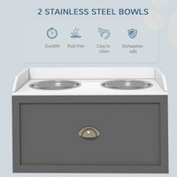 Pet Feeding Station Pet Dish Bowl Set with Storage, 2 Elevated Dog Bowls for Large Sized Dogs, Gray