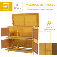 Wooden Bunny Hutch with Ramp, Indoor/Outdoor, Yellow