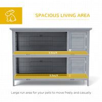 54" 2-Story Large Rabbit Hutch Bunny Cage Wooden Pet House Small Animal Habitat with Lockable Doors, No Leak Tray and wa