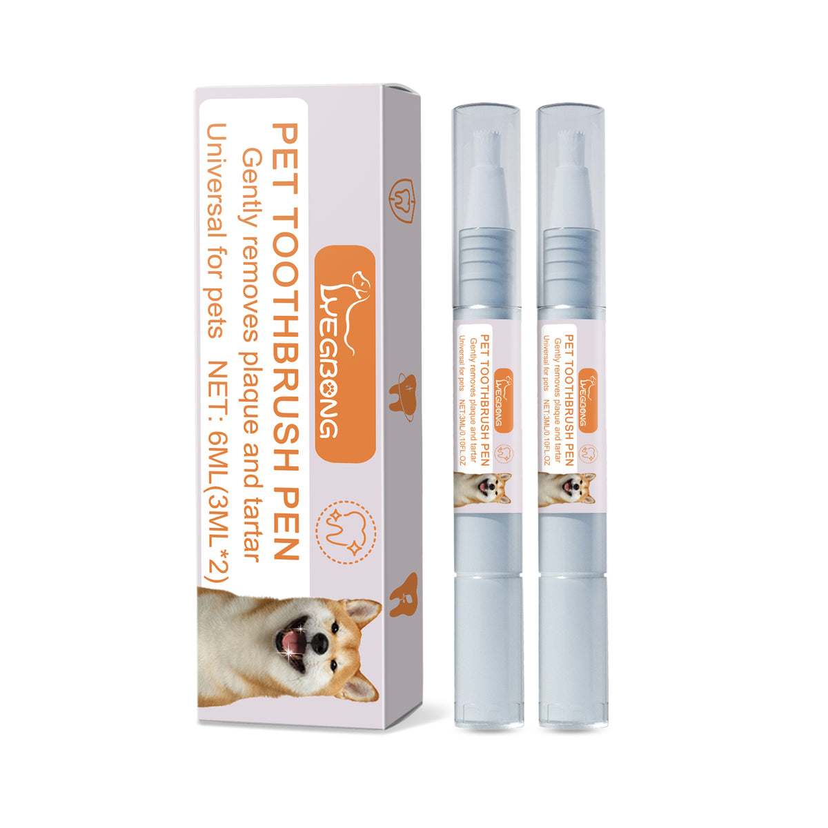 Pet Dental Toothbrush Pen 2Pack Dog Cat Plaque Tartar Remover, Freshen Breath & Soothe Gums