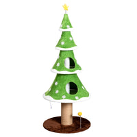 59in Large Tall Christmas Tree Cat Tower with 2 Cat Condos & Scratching Post, Soft Fleece Cat Tree with Teaser Toy & Stu